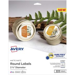 Avery Printable Blank Oval Labels, 1.5" x 2.5", Matte White, 450 Customizable Labels (22564)