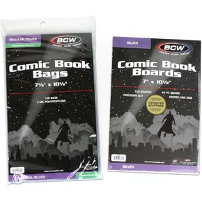 (100) Silver Age Resealable Clear Comic Book Bags & Backer Boards by BCW