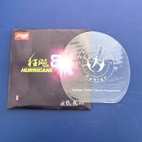 DHS Hurricane 8 Table Tennis Rubber, Red or Black, Thickness: 2.15 mm, Hardness: 40, for Control and Loop Ping Pong Competitions