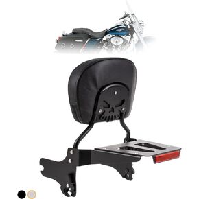 Sissy Bar Passenger Backrest for Harley Davidson Touring Road King Street Glide Road Glide Electra Glide (Fit for 1997-2008 Touring-Adjustable, Silver,Non-Studded)