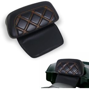 Motorcycle Backrest Pad, Orange Line Stitching Backrest Pad for Harley Glide Road King Touring 2009-2023 Pack Backrest Pad - Provides Comfortable Support