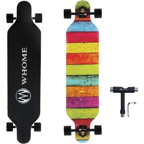 Longboard - 41 Inch Long Boards for Adults/Teenagers Girls/Kids Beginner/Pro Hybrid Freestyle Carving Cruising Longboards Skateboard with T-Tool