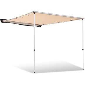 DNA MOTORING Left, Right Pull Out Roof Rack Mounted Awning Shade Compatible with Any Vehicle with Roof Rails/Rack/Cargo Basket That can Mount a 6.5' Long Bar, XY-6015