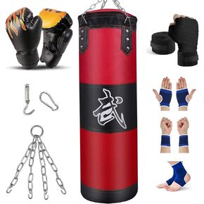Prorobust Heavy Punching Bag for Adults Youths Kids - Indoor/Garden Boxing Bag Unfilled Boxing Bag Set with Punching Gloves, Wraps, Chain, Ceiling Hook for MMA, Kickboxing, Muay Thai, Karate, Taekwondo
