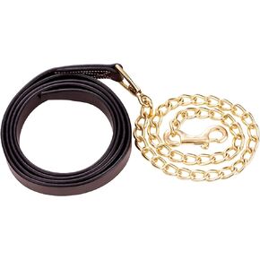 Equinavia Valkyrie Leather Lead Shank with Brass Plated Chain | 65" Leather, 24" Shank