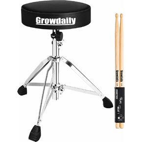 Drum Throne Seat,Adjustable Stool Drum Universal Padded Drum Throne Drummer Stool with 2Pacs 5A Drumsticks for Adults Beginner Drummers