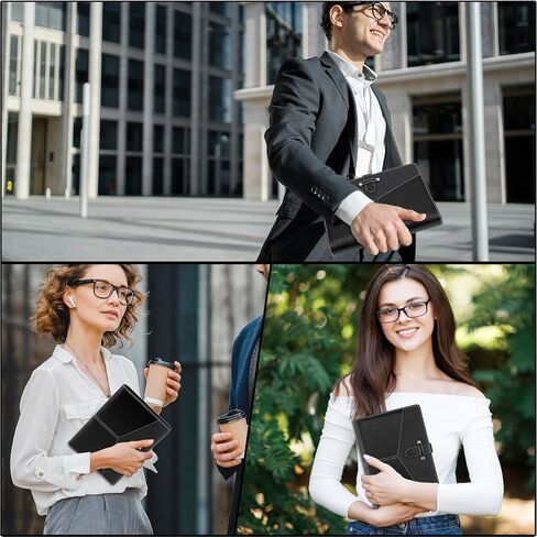 A5 Ring Binder Padfolio Leather Folder with 6 Ring Binder Planner Notebook Cover for Interview, Conference and Presentation, Black in Kuwait