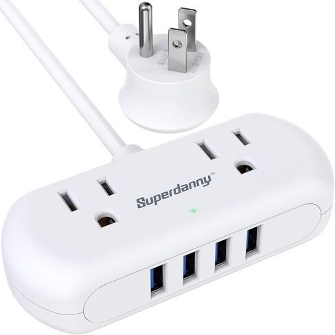 SUPERDANNY Mini Surge Protector, 2 Wide-Spaced Outlets Power Strip with USB in Saudi Arabia