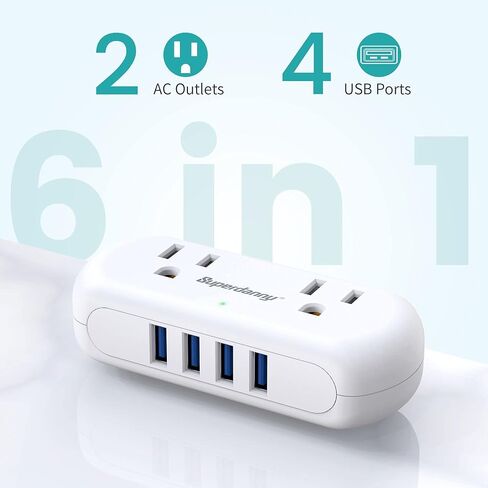 SUPERDANNY Mini Surge Protector, 2 Wide-Spaced Outlets Power Strip with USB in Saudi Arabia