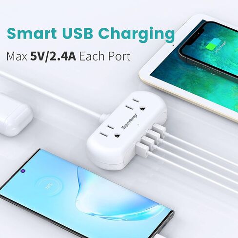 SUPERDANNY Mini Surge Protector, 2 Wide-Spaced Outlets Power Strip with USB in Saudi Arabia