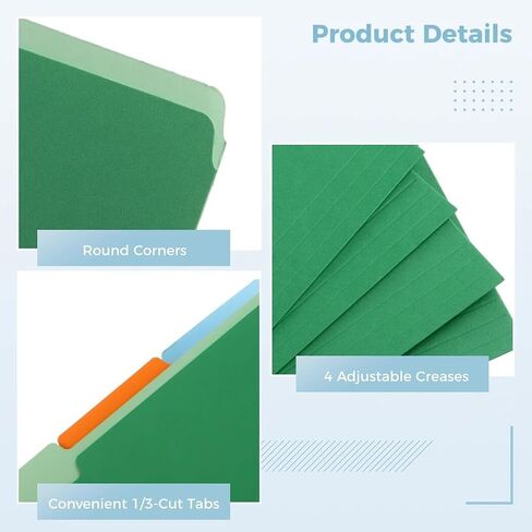 50 Pack Colored File Folder with Letter Stickers, 1/3 Cut Tab File Folders Letter Size Assorted Colors, Blue Red Green Yellow Orange Manila File Folders, 11.5 x 9.5 Inch in Saudi Arabia