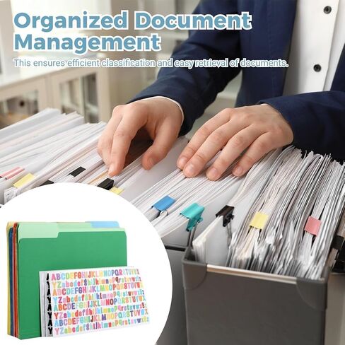 50 Pack Colored File Folder with Letter Stickers, 1/3 Cut Tab File Folders Letter Size Assorted Colors, Blue Red Green Yellow Orange Manila File Folders, 11.5 x 9.5 Inch in Saudi Arabia