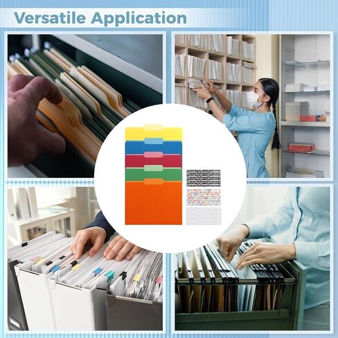50 Pack Colored File Folder with Letter Stickers, 1/3 Cut Tab File Folders Letter Size Assorted Colors, Blue Red Green Yellow Orange Manila File Folders, 11.5 x 9.5 Inch in Saudi Arabia