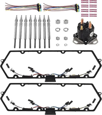 Powerstroke Diesel Valve Cover Gasket Set Compatible with Ford F250 F350 E250 E350 7.3L 1999-2003, Includes Gaskets, Glow Plugs, Harness, Relay, OEM Replaces F81Z-6584-AA 615-201, Easy Installation in Saudi Arabia