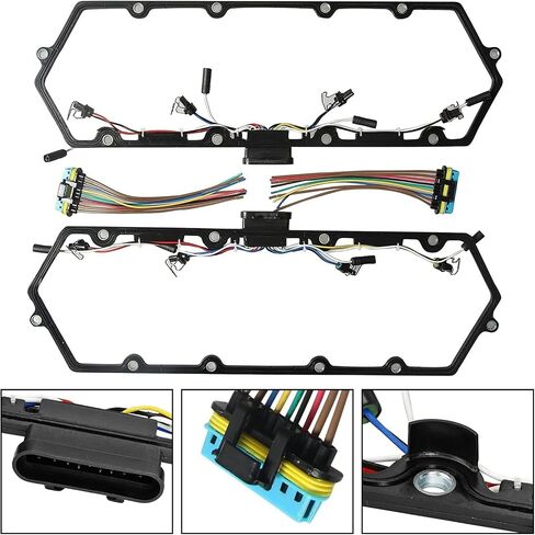 Powerstroke Diesel Valve Cover Gasket Set Compatible with Ford F250 F350 E250 E350 7.3L 1999-2003, Includes Gaskets, Glow Plugs, Harness, Relay, OEM Replaces F81Z-6584-AA 615-201, Easy Installation in Saudi Arabia