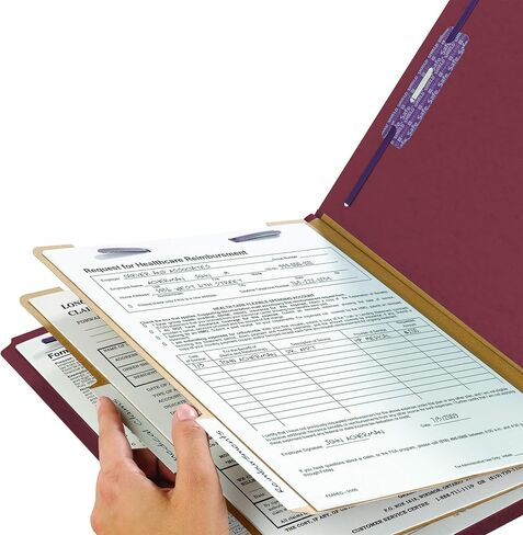مجلد تصنيف لوح الضغط Smead مع مثبتات SafeSHIELD، علامة تبويب معدنية مسطحة 1/3 قطع، 2 فواصل، 2 بوصة، حجم الحروف، أحمر، 10 لكل صندوق (14230) in Saudi Arabia