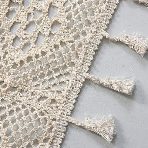 ستائر الكتان للنوافذ، ستائر مطبخ Boho Tassel للنوافذ، ستارة طبقات معالجة النوافذ الريفية للحمام وغرفة النوم وديكورات المزرعة (بيج، 29 عرض × 35 طول) in Saudi Arabia