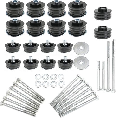 طقم جلبة تثبيت الجسم لسيارة Ford F-250 F-350 F250 F350 Super Duty 2WD 4WD 08 09 10 11 12 13 14 15 16 مجموعة أدوات تركيب كابينة الجسم من البولي يوريثين وأكمام فولاذية تحل محل KF04060BK in Kuwait