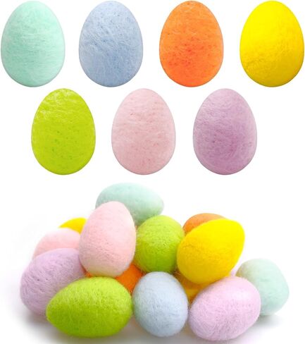 21 Pcs Colorful Felted Eggs Easter Felt Egg Spring Crafts Wool Felt Easter Eggs Colorful Bright Felted Eggs Garland Tree Hanging Ornaments for Easter Egg Hunt Surprise Party Tiered Tray Decor in Saudi Arabia