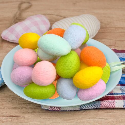21 Pcs Colorful Felted Eggs Easter Felt Egg Spring Crafts Wool Felt Easter Eggs Colorful Bright Felted Eggs Garland Tree Hanging Ornaments for Easter Egg Hunt Surprise Party Tiered Tray Decor in Saudi Arabia