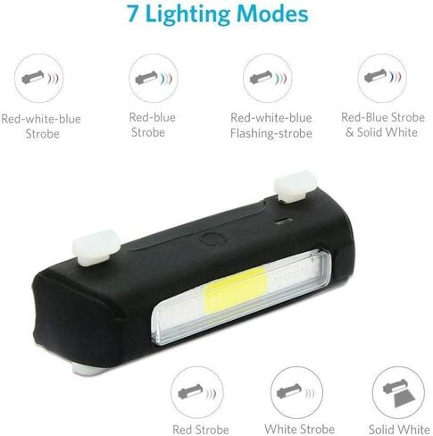 مصباح ذيل الدراجة ThorFire، مصباح LED مقاوم للماء قابل لإعادة الشحن عبر USB، مصباح يدوي آمن لركوب الدراجات الخلفي الساطع، 7 أوضاع إضاءة مع الأحمر والأزرق والأبيض لركوب الدراجات الآمنة يناسب البالغين والأطفال دراجات MTB in Saudi Arabia