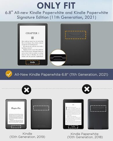حافظة MoKo لجهاز Kindle Paperwhite مقاس 6.8 بوصات الجيل الحادي عشر 2021 وKindle Paperwhite Signature Edition، غطاء خلفي شفاف ناعم للغاية ومرن من مادة TPU مع تنبيه/غفو تلقائي، زهور بيضاء وزرقاء in Saudi Arabia