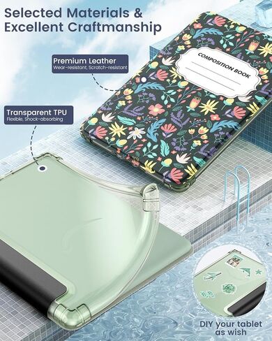 حافظة MoKo لجهاز Kindle Paperwhite مقاس 6.8 بوصات الجيل الحادي عشر 2021 وKindle Paperwhite Signature Edition، غطاء خلفي شفاف ناعم للغاية ومرن من مادة TPU مع تنبيه/غفو تلقائي، زهور بيضاء وزرقاء in Saudi Arabia