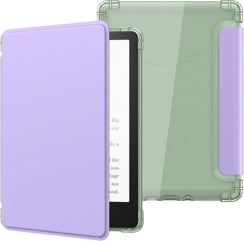 حافظة MoKo لجهاز Kindle Paperwhite مقاس 6.8 بوصات الجيل الحادي عشر 2021 وKindle Paperwhite Signature Edition، غطاء خلفي شفاف ناعم للغاية ومرن من مادة TPU مع تنبيه/غفو تلقائي، زهور بيضاء وزرقاء in Saudi Arabia