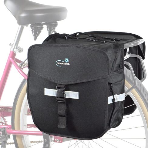 Lumintrail Bike 36L Double Panniers - حقائب سرج لحقائب الدراجة ذات الرف الخلفي مع شرائط عاكسة للسلامة، ومقبض للحمل - مثالية لتسوق البقالة، وسهولة التنقل ورحلات ركوب الدراجات الطويلة in Kuwait