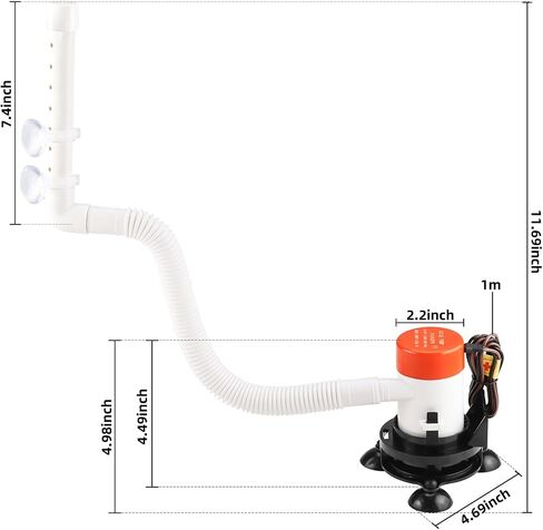 NovelBee Portable 12v Livewell Aeration Pump System Kit,350GPH Pump Aerator for Boats Coolers Buckets Ice Chest in Saudi Arabia