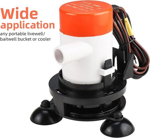 NovelBee Portable 12v Livewell Aeration Pump System Kit,350GPH Pump Aerator for Boats Coolers Buckets Ice Chest in Saudi Arabia