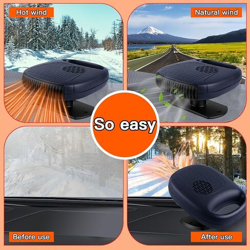 Fast-Heating Car Heater - 12V Automobile Windscreen Fan with Defrost and Defog,Heater Fan Auto Plug-in Cigarette Lighter (Blue) in Saudi Arabia