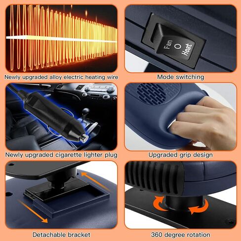 Fast-Heating Car Heater - 12V Automobile Windscreen Fan with Defrost and Defog,Heater Fan Auto Plug-in Cigarette Lighter (Blue) in Saudi Arabia