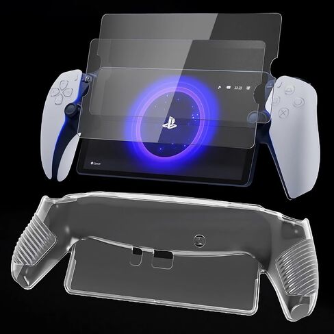 Upgraded Clear Case with Screen Protectors for Playstation Portal- Soft TPU Back Case, Anti-Scratch Protective Clear Cover Skin and 2-Pack Tempered Glass Display Guard Accessories Bundle for PS Portal in Kuwait