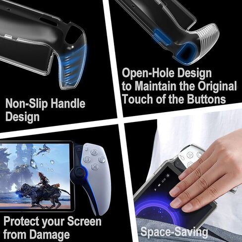 Upgraded Clear Case with Screen Protectors for Playstation Portal- Soft TPU Back Case, Anti-Scratch Protective Clear Cover Skin and 2-Pack Tempered Glass Display Guard Accessories Bundle for PS Portal in Kuwait