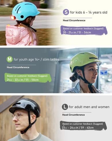 Bike Helmets for Adults Men Women,Mens/Womens Bicycle Helmet with Magnetic Light,Youth Boys/Girls Helmet, Kids Helmets for 6 Years+ in Saudi Arabia