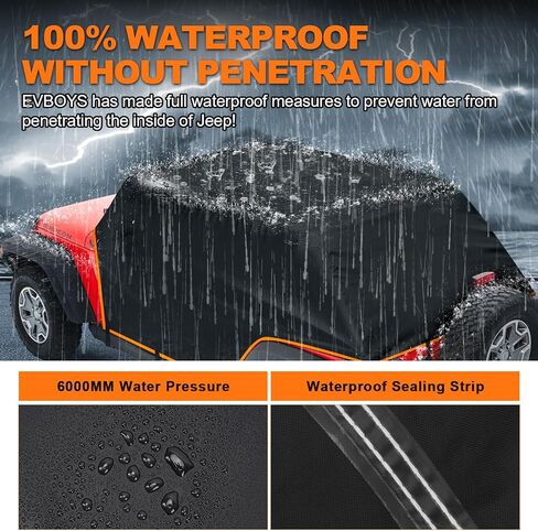 غطاء رانجلر مقاوم للرياح لسيارة جيب رانجلر JK JL 4 أبواب صلبة من الأعلى، يناسب رانجلر 2007-2023 غير محدود 4 أبواب، قماش أكسفورد 600D، مقاوم للرياح قوي، حقيبة تخزين مضغوطة in Kuwait