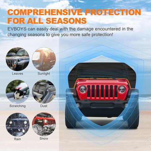 غطاء رانجلر مقاوم للرياح لسيارة جيب رانجلر JK JL 4 أبواب صلبة من الأعلى، يناسب رانجلر 2007-2023 غير محدود 4 أبواب، قماش أكسفورد 600D، مقاوم للرياح قوي، حقيبة تخزين مضغوطة in Kuwait