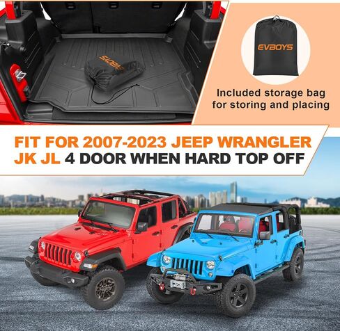 غطاء رانجلر مقاوم للرياح لسيارة جيب رانجلر JK JL 4 أبواب صلبة من الأعلى، يناسب رانجلر 2007-2023 غير محدود 4 أبواب، قماش أكسفورد 600D، مقاوم للرياح قوي، حقيبة تخزين مضغوطة in Kuwait