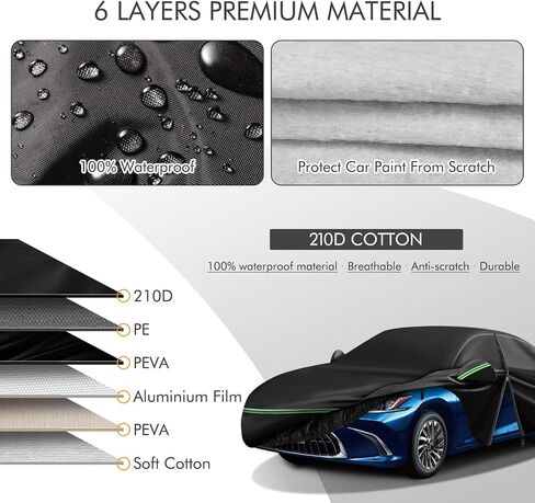 for 1994-2004 Ford Mustang Car Cover 210D Outdoor Waterproof UV Protection, for GT/Shelby/Cobra/Bullitt/ECOBOOST, with Cotton Layer, Zipper Door, Reflective Strip, Storage Bag in Saudi Arabia