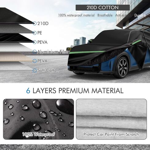 for 1994-2004 Ford Mustang Car Cover 210D Outdoor Waterproof UV Protection, for GT/Shelby/Cobra/Bullitt/ECOBOOST, with Cotton Layer, Zipper Door, Reflective Strip, Storage Bag in Saudi Arabia