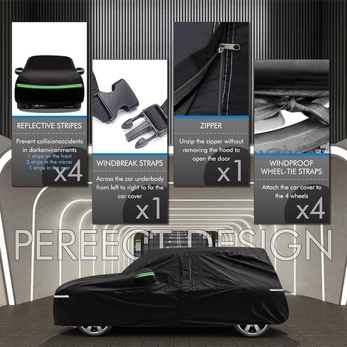 for 1994-2004 Ford Mustang Car Cover 210D Outdoor Waterproof UV Protection, for GT/Shelby/Cobra/Bullitt/ECOBOOST, with Cotton Layer, Zipper Door, Reflective Strip, Storage Bag in Saudi Arabia