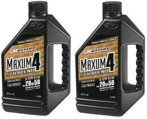 Maxima Racing Oils 349128B-2PK Syn Blend4 10w40 Synthetic Blend Motorcycle Engine Oil 1G Bottle, 2-Pack in Saudi Arabia
