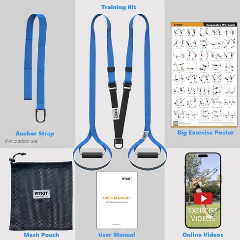 Bodyweight Fitness Training Kit, Home Resistance Trainer Straps for Total Body Workouts in Kuwait