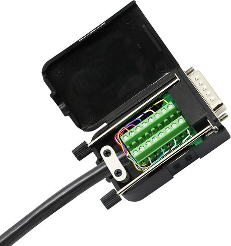 CERRXIAN DB15 Breakout Connector, DB15 D-SUB Female Solderless Serial to Screw Wiring Terminal Signal Module Breakout PCB Board with Plastic Case & Screws Long Bolt (Black) (FB) in Saudi Arabia
