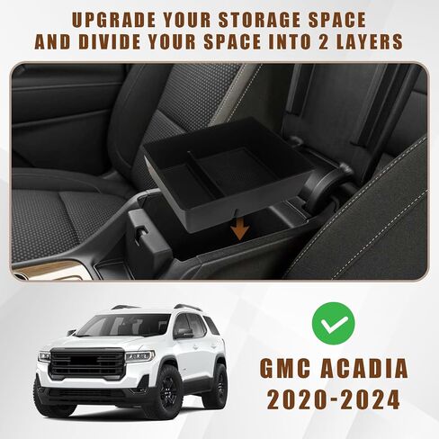 Muslogy for Acadia 2020-2023 Center Console Storage Box & Lower Center Console Tray 2PCS Compatible with GMC Acadia SL SLE SLT Denali AT4 2023 2022 2021 2020(Console+Lower) in Saudi Arabia