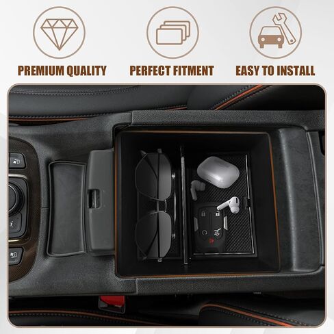 Muslogy for Acadia 2020-2023 Center Console Storage Box & Lower Center Console Tray 2PCS Compatible with GMC Acadia SL SLE SLT Denali AT4 2023 2022 2021 2020(Console+Lower) in Saudi Arabia