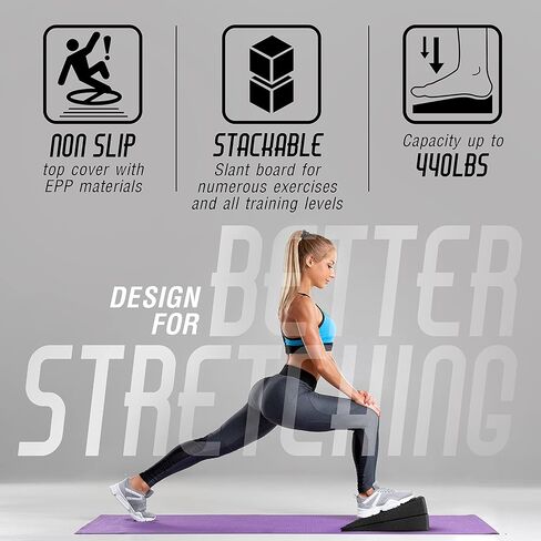 Yes4All Ankle Calf Stretcher 450LBS Rubber, Slant Board Improving Mobility & Flexibility, Anti Slip & Ergonomic Squat Wedges in Kuwait