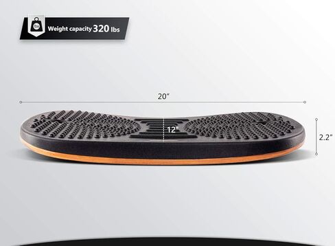 FEZIBO مكتب قائم مضاد للتعب، لوح توازن خشبي متذبذب، هزاز للثبات مع تصميم مريح، سجادة أرضية مريحة (متوسط، أسود سبج) in Kuwait