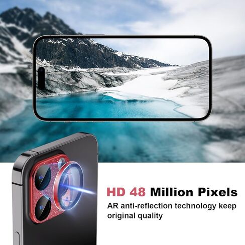 واقي عدسة الكاميرا لهاتف iPhone 15 Pro/iPhone 15 Pro Max، [حماية من السقوط وتغطية كاملة] واقي شاشة من الزجاج المقوى اللامع اللامع - أحمر لامع in Saudi Arabia